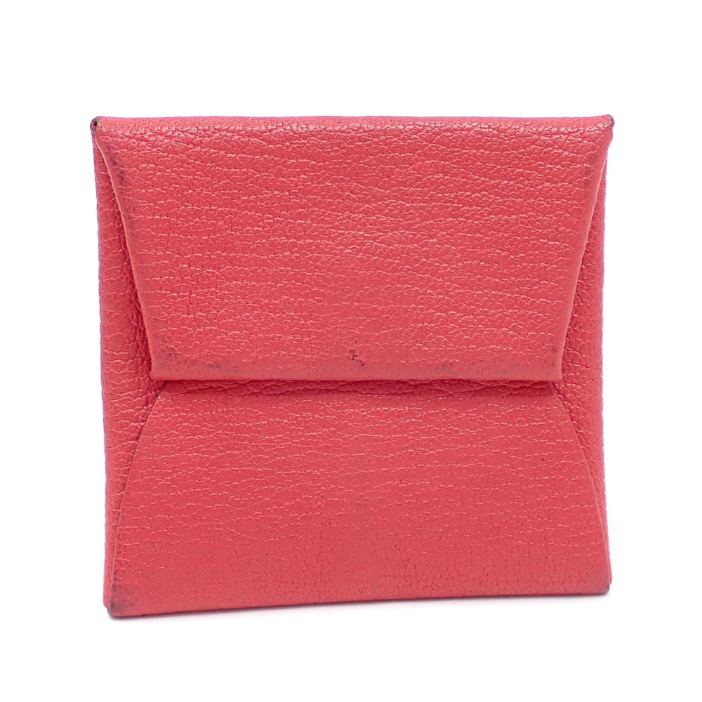 HERMES Bastia Coin Case Women's Rouge Vif Chevre N Stamp Made Around 2010 Purse - Picture 1 of 10
